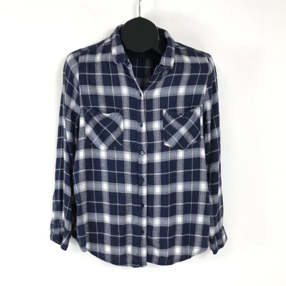 Lucky Brand Button Down Plaid Shirt Women's Large Long Sleeve Pockets Tie Back - Picture 1 of 11